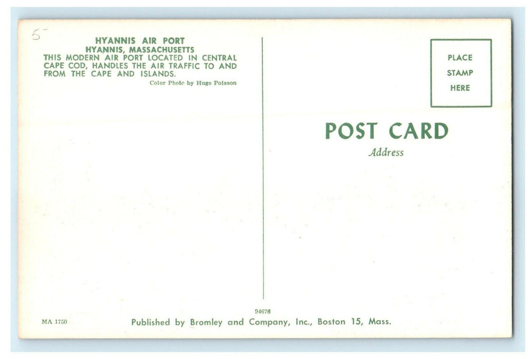 c1940 Hyannis Air Port, Hyannis Cape Cod Massachusetts MA Postcard