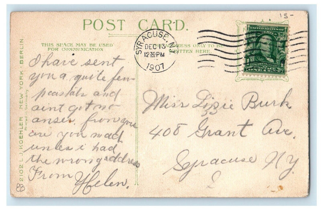 c1910 HTL Albright Art Gallery Delaware Park Buffalo NY Hold to Light Postcard