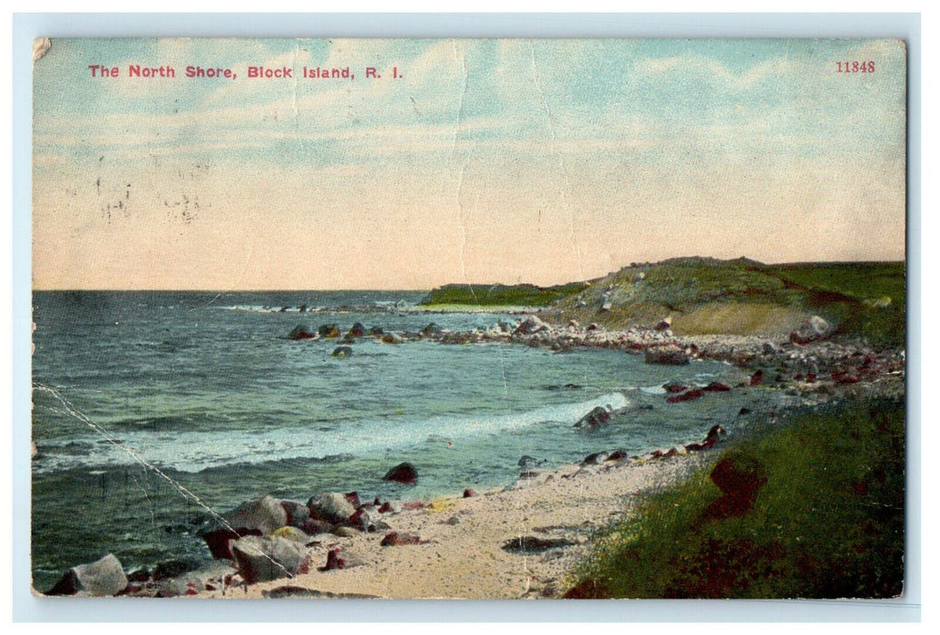 1911 The North Shore, Block Island Rhode Island Antique Posted Postcard