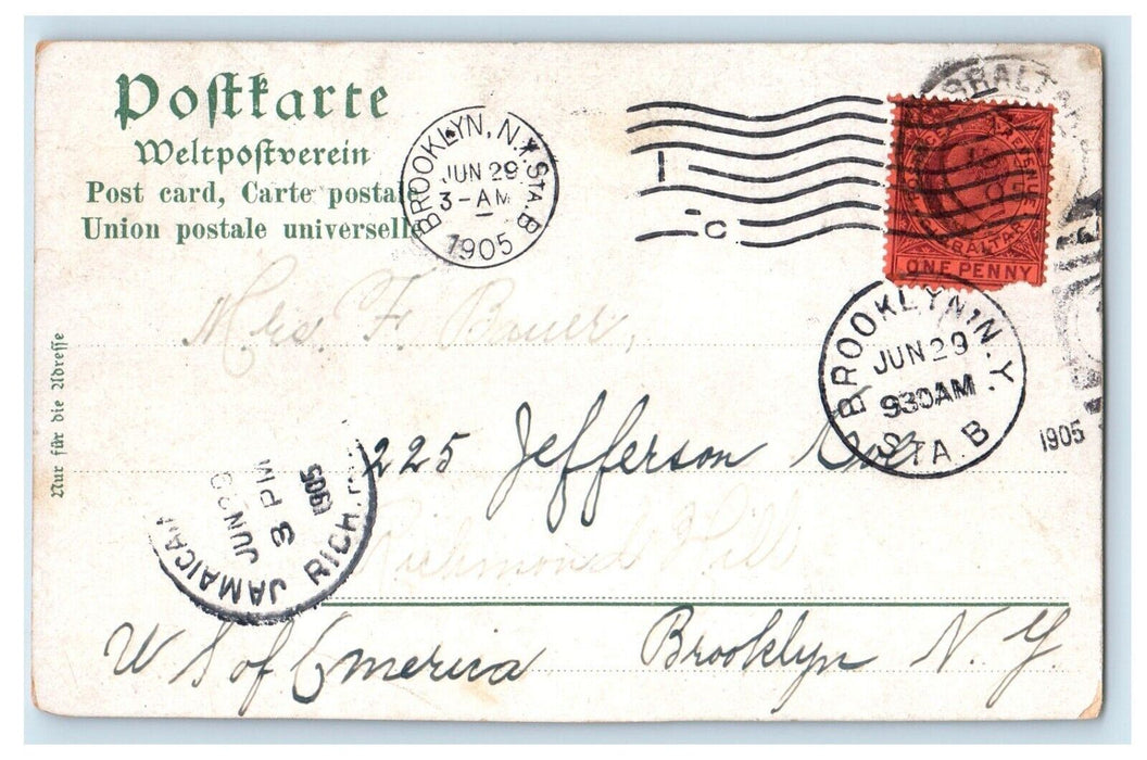 1905 Norddeutscher Lloyd Bremen Steamer Ship Posted Antique Postcard