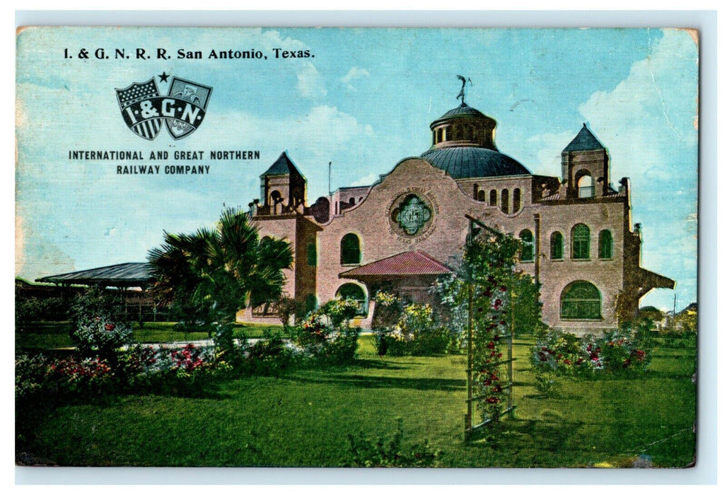 1912 San Antonio I & G.N.R.R. Texas TX Great Northern Railway Station Postcard