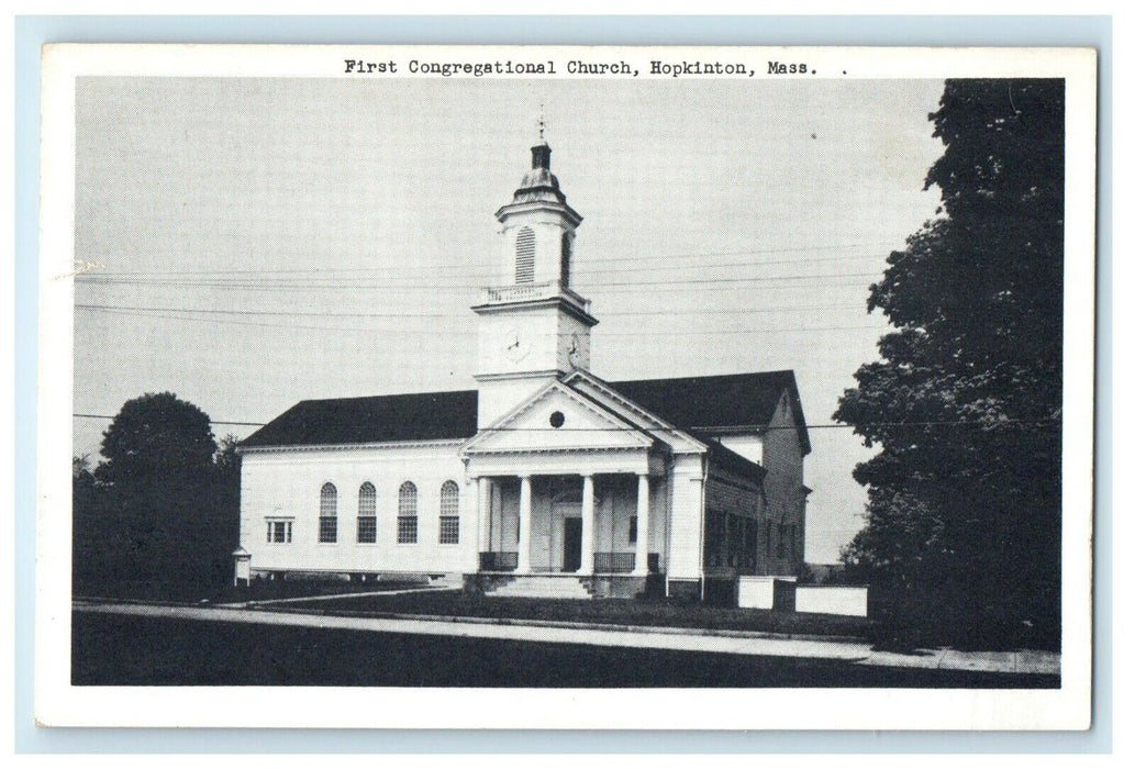 c1915 First Congregational Church, Hopkinton, Massachusetts MA Postcard