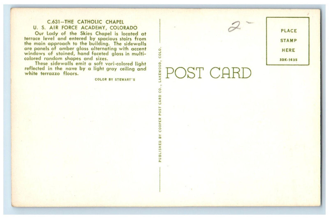 c1960's The Catholic Chapel, US Air Force Academy Colorado CO Postcard