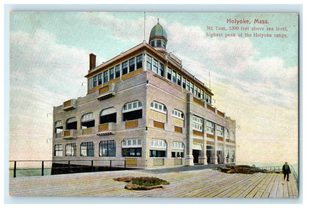 c1912 1300 Feet Mt. Tom Building, Holyoke, Massachusetts MA Antique Postcard