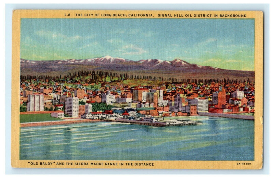 c1940's Signal Hill Oil District Long Beach School California CA Postcard