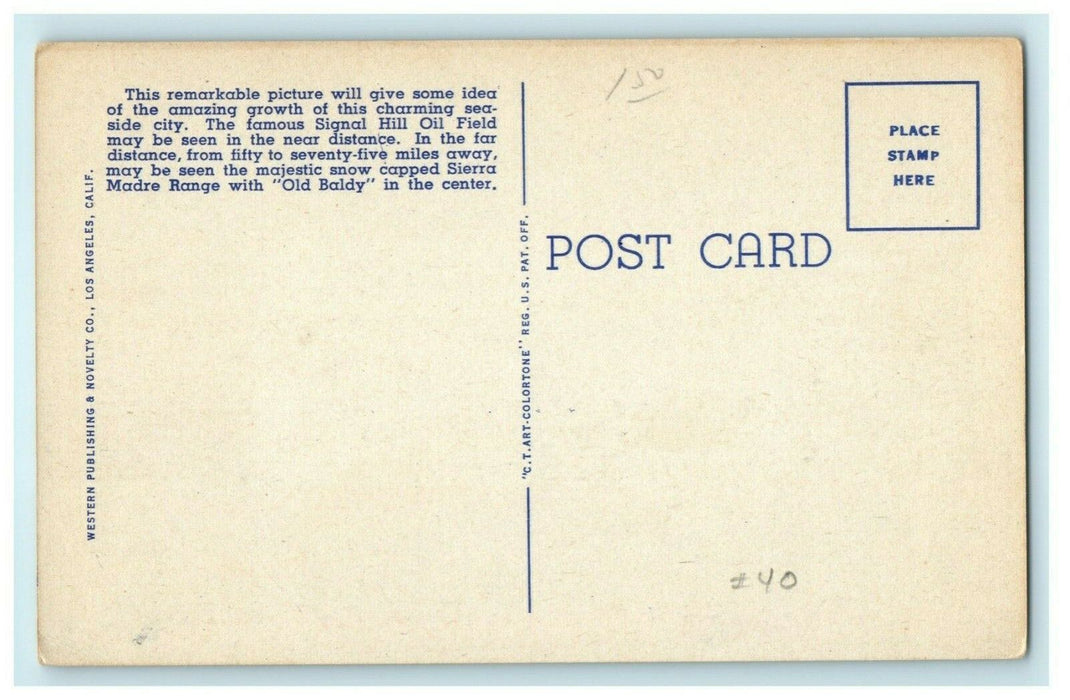 c1940's Signal Hill Oil District Long Beach School California CA Postcard