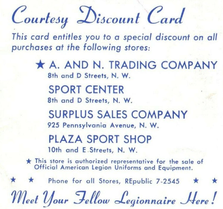 1954 American Legion Convention Hall Washington D.C Advertising Postcard