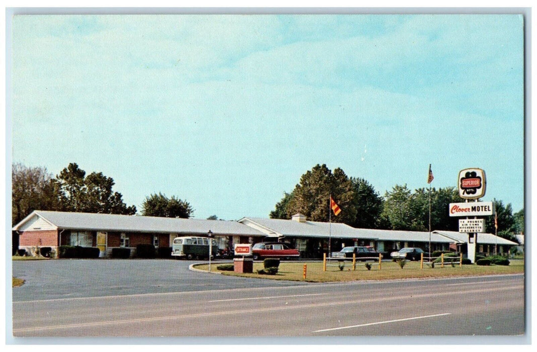 Clover West Motel Roadside Entrance Van Cars Indianapolis Indiana IN Postcard