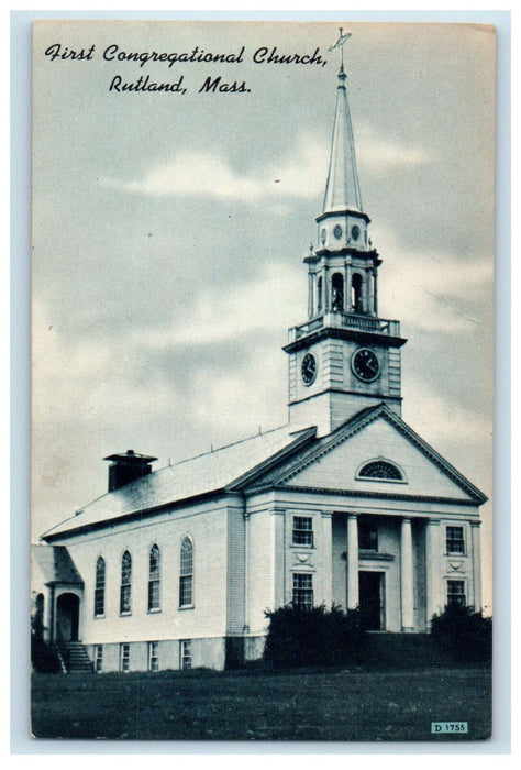 c1910 First Congregational Church Rutland Massachusetts MA Antique Postcard