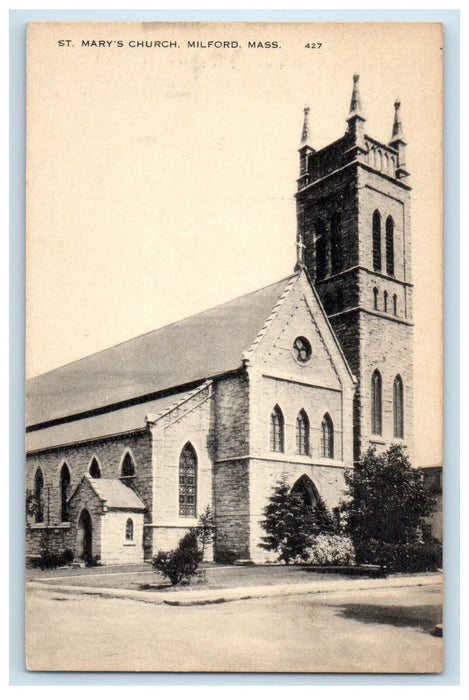c1910 St. Mary's Church Milford Massachusetts MA Unposted Postcard