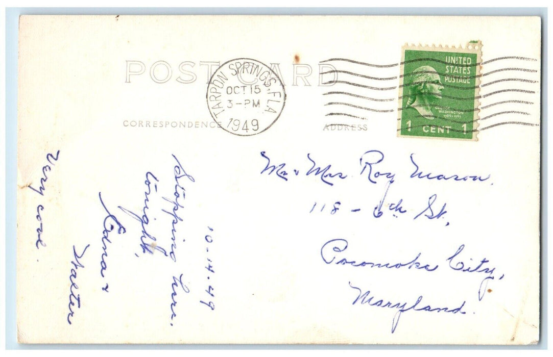 1949 Suwannee River Gables Tarpon Springs Florida FL RPPC Photo Posted Postcard