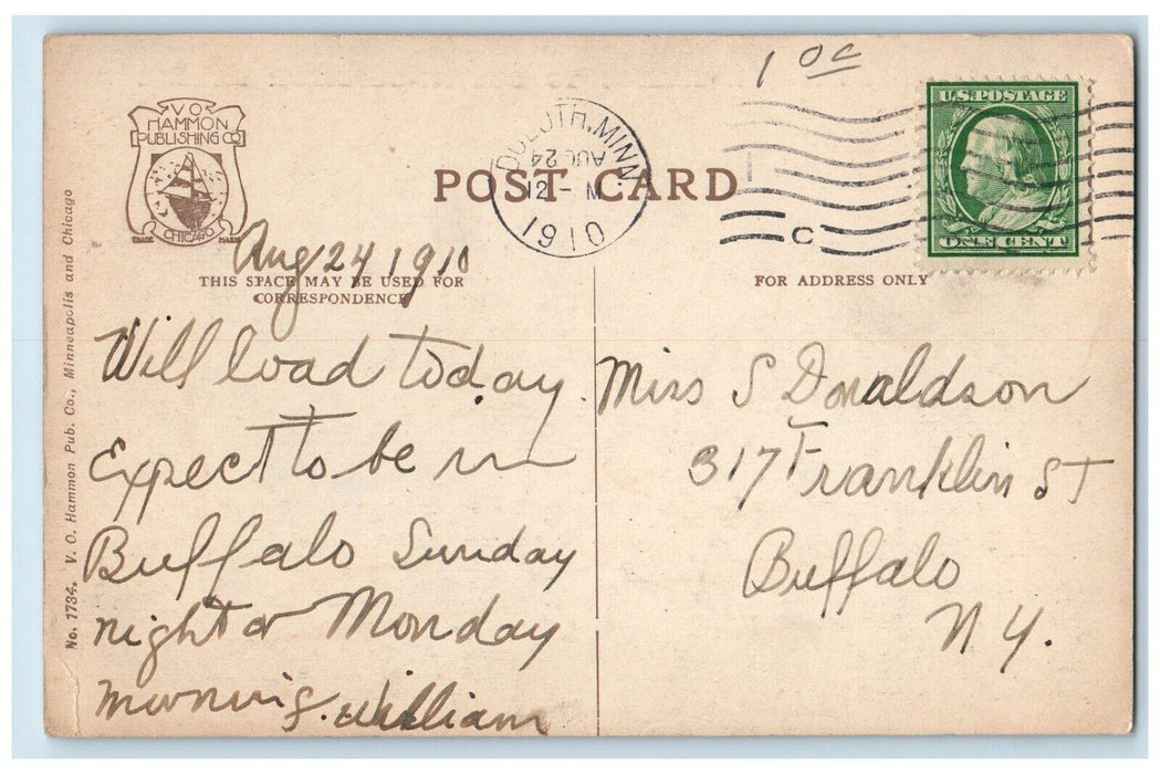 1910 Aerial Bridge Entrance Duluth Superior Harbor Steamer Minnesota MN Postcard
