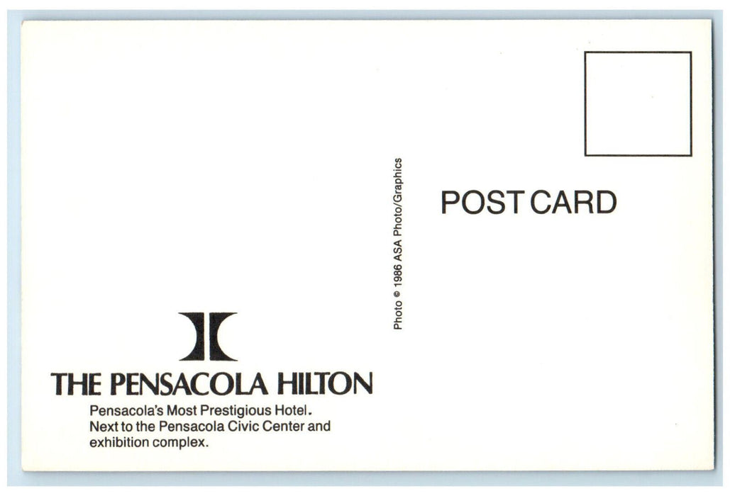 c1980’s The Pensacola Hilton, Next to Pensacola Civic Center Florida FL Postcard