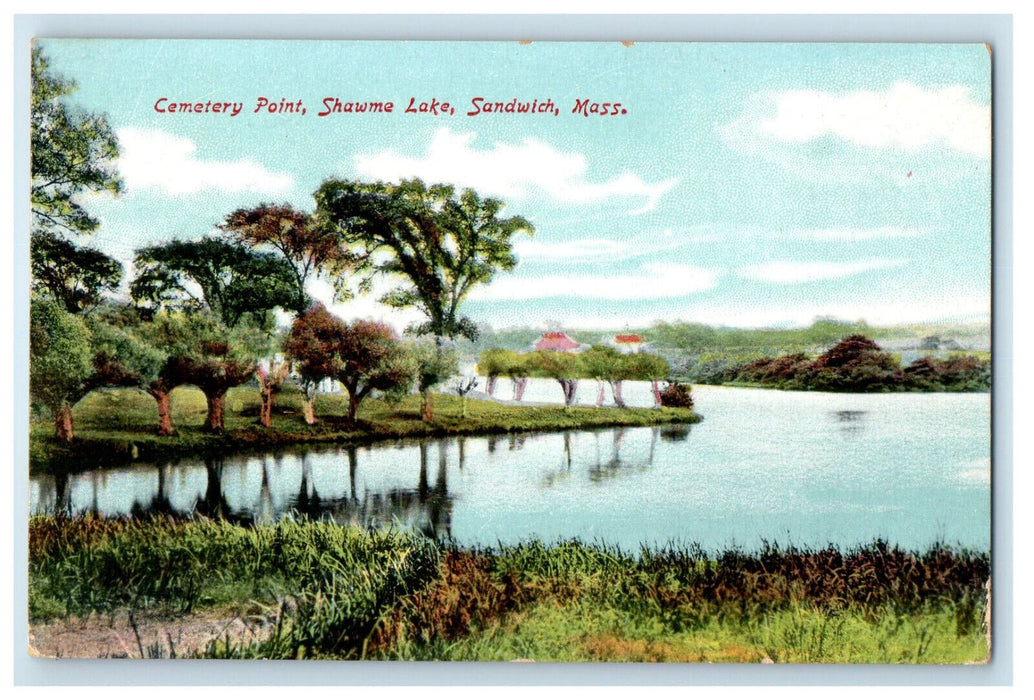 c1910 Cemetery Point Shawma Lake Sandwich Massachusetts MA Antique Postcard