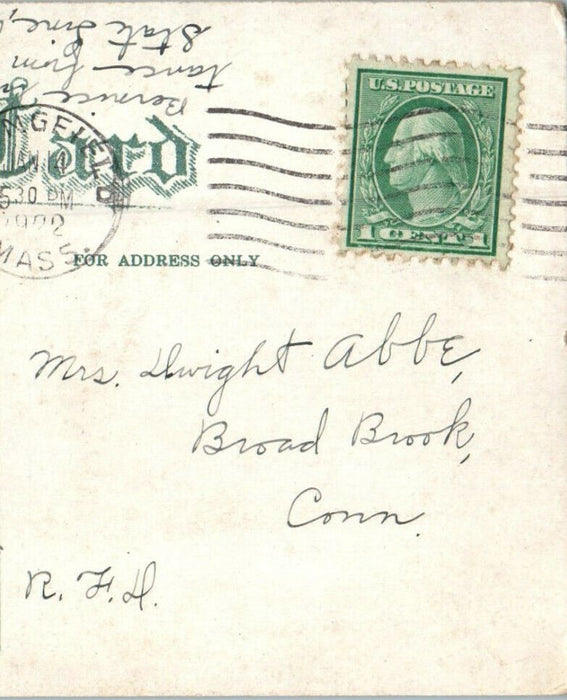 1922 Central High School, Springfield Massachusetts MA Antique Posted Postcard