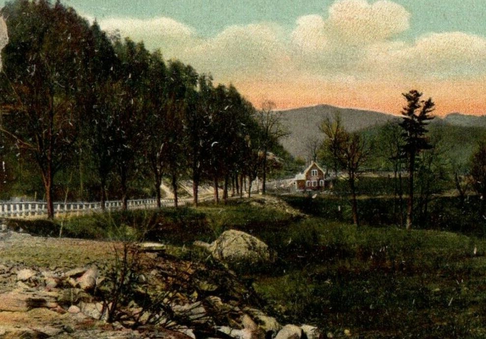 Looking North From Woronoco Massachusetts Along Western Street Railway Postcard