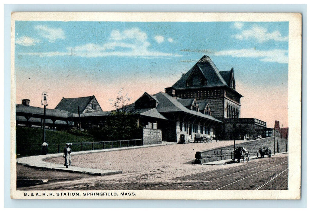 1917 B & A.R.R. Station, Springfield Massachusetts MA Antique Posted Postcard