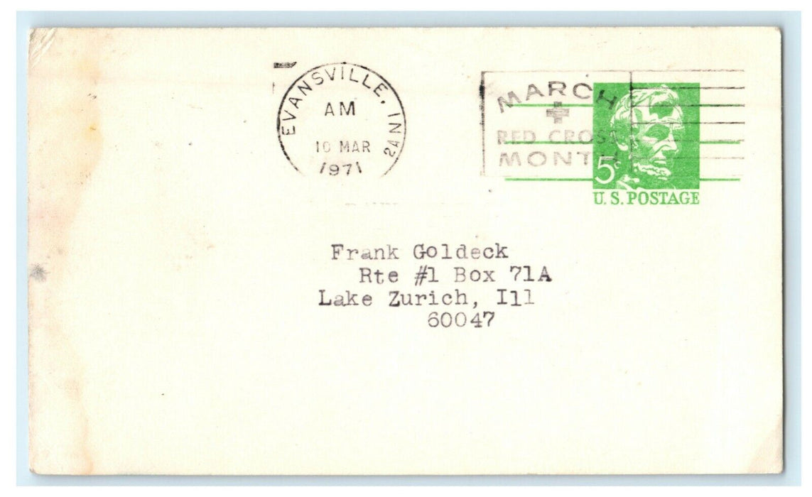 1971 Train Request Doctor Lab Evansville Indiana IN Lake Zurich IL Postcard