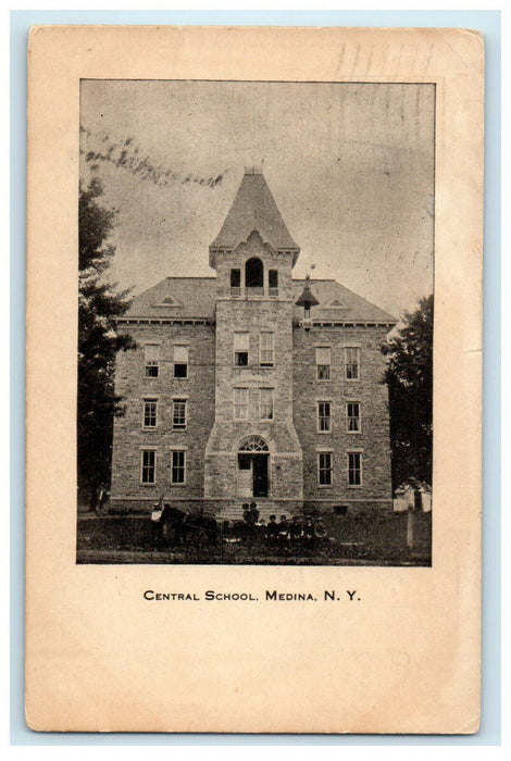 1909 Central School, Medina, New York NY Antique Posted Postcard