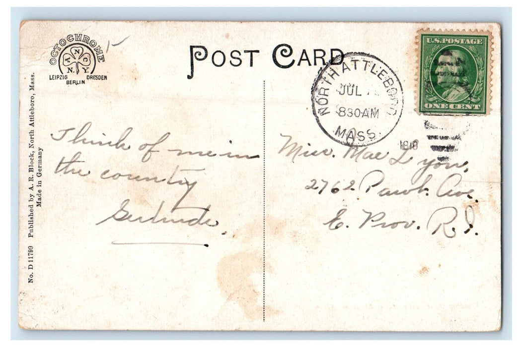 1910 Country Road Near North Attleboro Massachusetts MA Posted Postcard