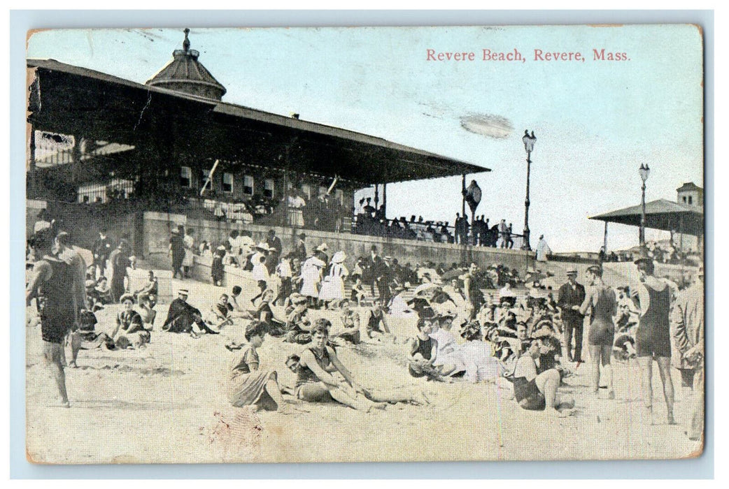 1911 Scene on Revere Beach Revere Massachusetts MA Posted Antique Postcard