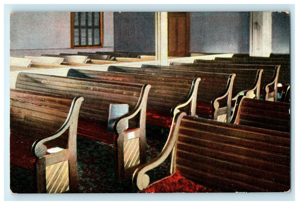 Amesbury Massachusetts Interior Friends Meeting House Whittier's Pew MA Postcard