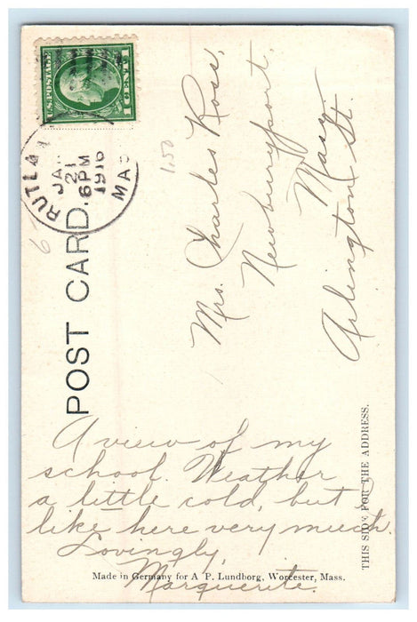 1916 Main Street Rutland Massachusetts MA Posted Antique Postcard