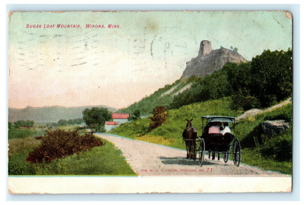 Historical Note - 1908 - Sugar Loaf Mountain Winona Minnesota Antique Postcard