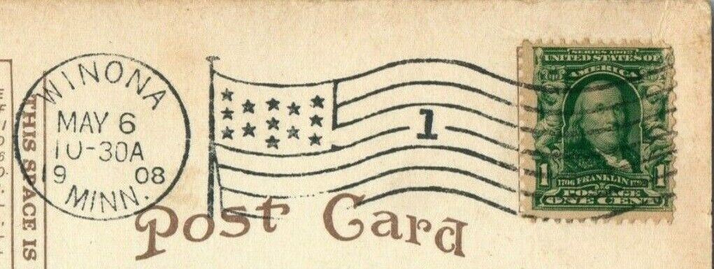 Historical Note - 1908 - Sugar Loaf Mountain Winona Minnesota Antique Postcard