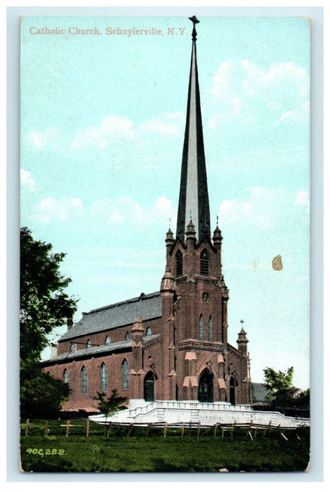 1911 Catholic Church, Schuylerville, New York NY Antique Unposted Postcard
