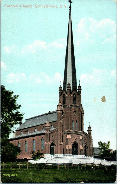 1911 Catholic Church, Schuylerville, New York NY Antique Unposted Postcard