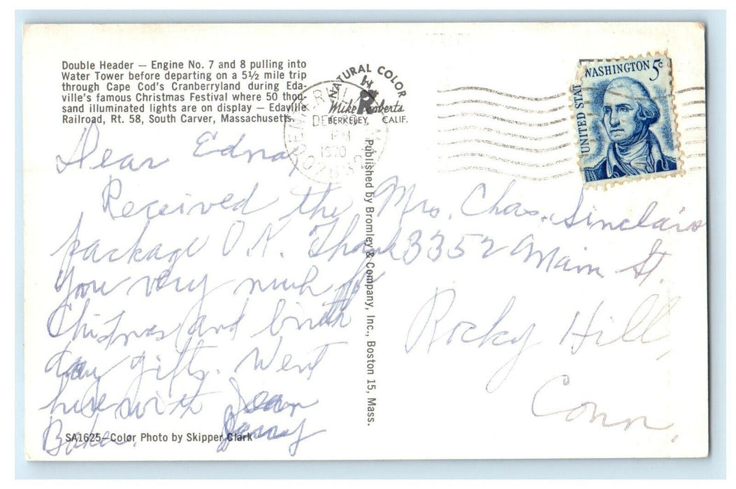 1910 Double Header, Engine No. 7, South Carver, Massachusetts MA Posted Postcard