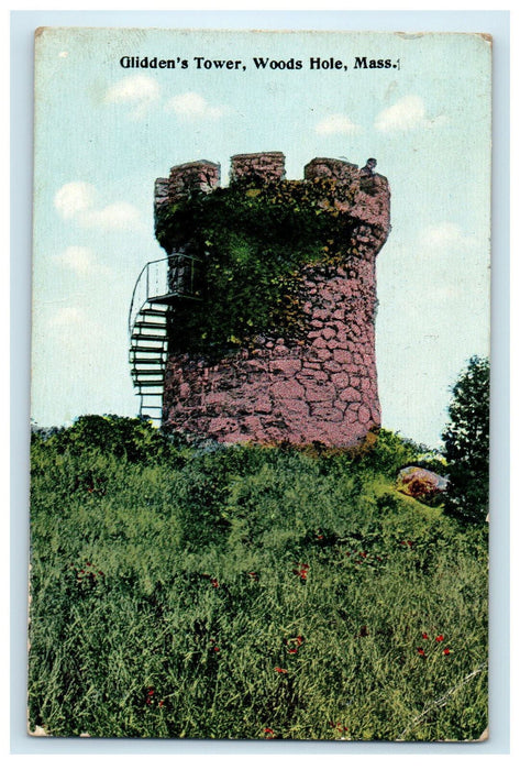 1913 Glidden's Tower, Woods Hole, Massachusetts MA Posted Antique Postcard
