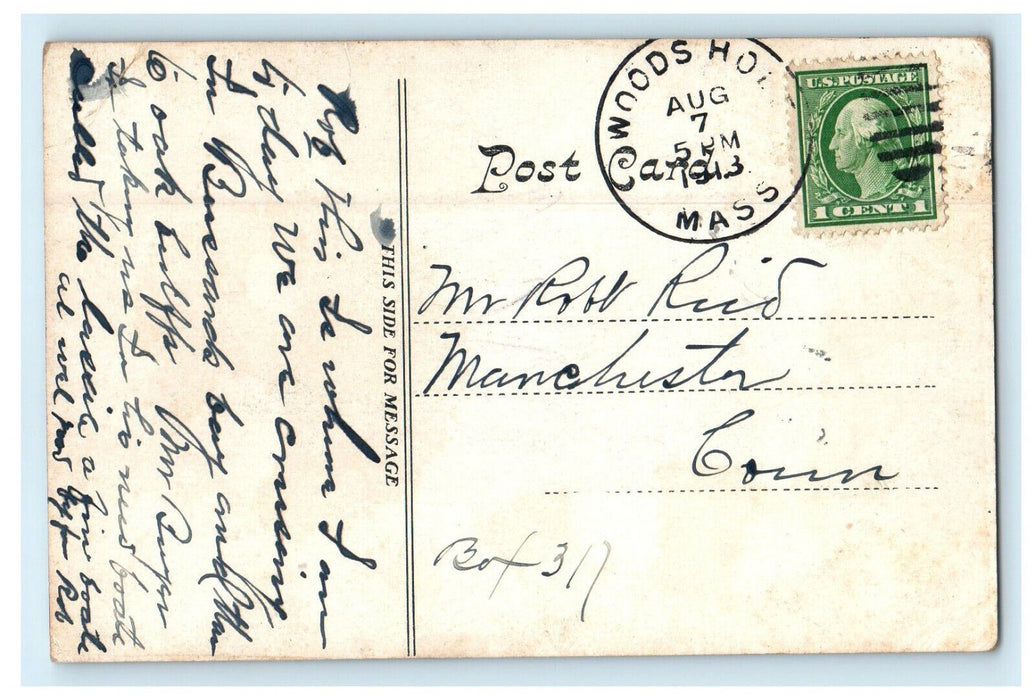 1913 Glidden's Tower, Woods Hole, Massachusetts MA Posted Antique Postcard