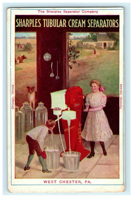 Sharples Tubular Cream Separators Advertising West Chester PA Antique Postcard