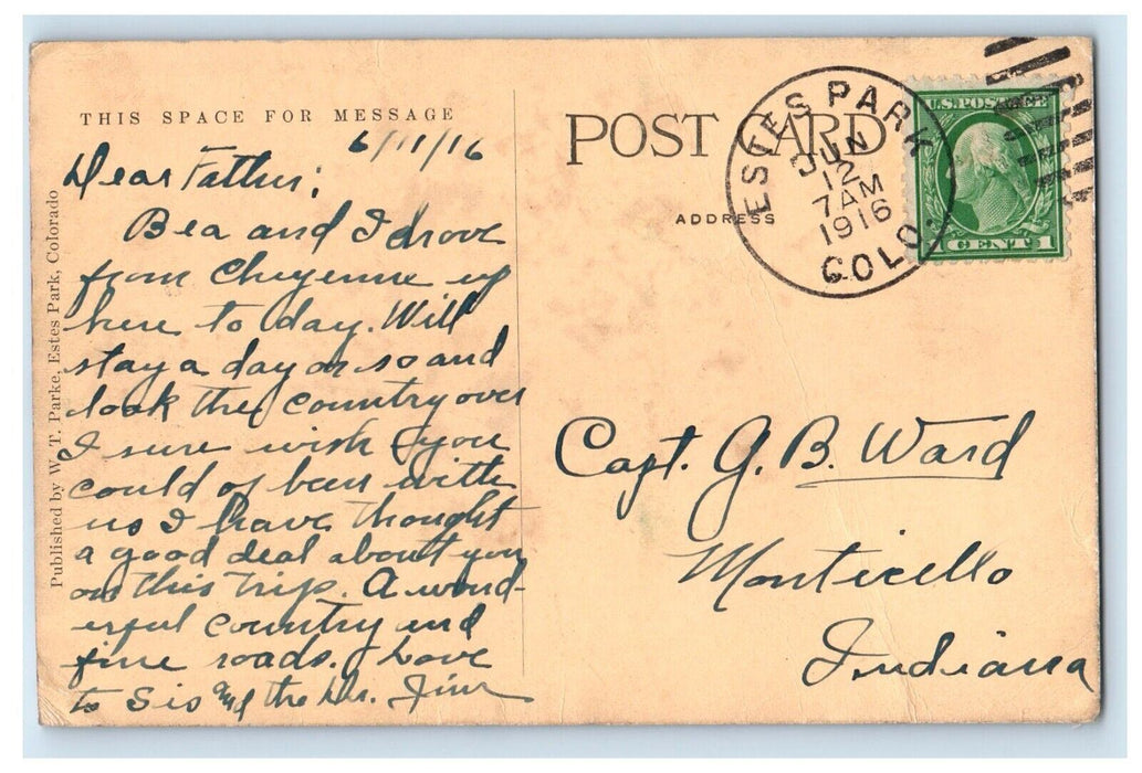 1916 View Of Elkhorn Lodge Estes Park Colorado CO Posted Antique Postcard