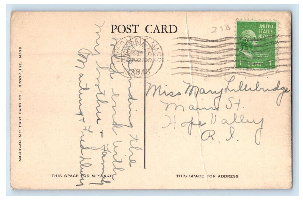 1948 Gen WM. F Draper Monument Milford Massachusetts MA Posted Postcard
