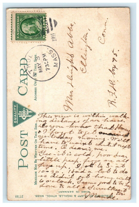 1911 Birds Eye View Of Tully Mountain Athol Massachusetts MA Antique Postcard