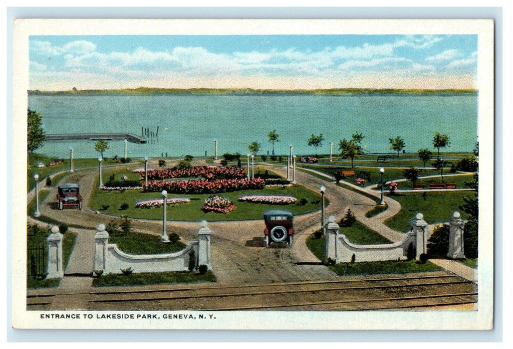 c1910 Aerial View Of Entrance To Lakeside Park Geneva New York NY Postcard