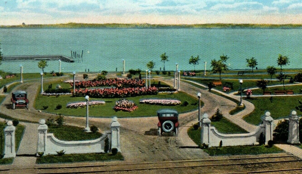 c1910 Aerial View Of Entrance To Lakeside Park Geneva New York NY Postcard