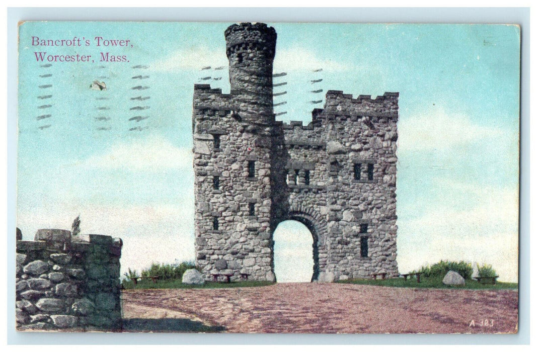 1911 Bancroft's Tower, Worcester, Massachusetts MA Posted Antique Postcard