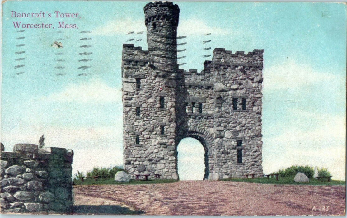1911 Bancroft's Tower, Worcester, Massachusetts MA Posted Antique Postcard