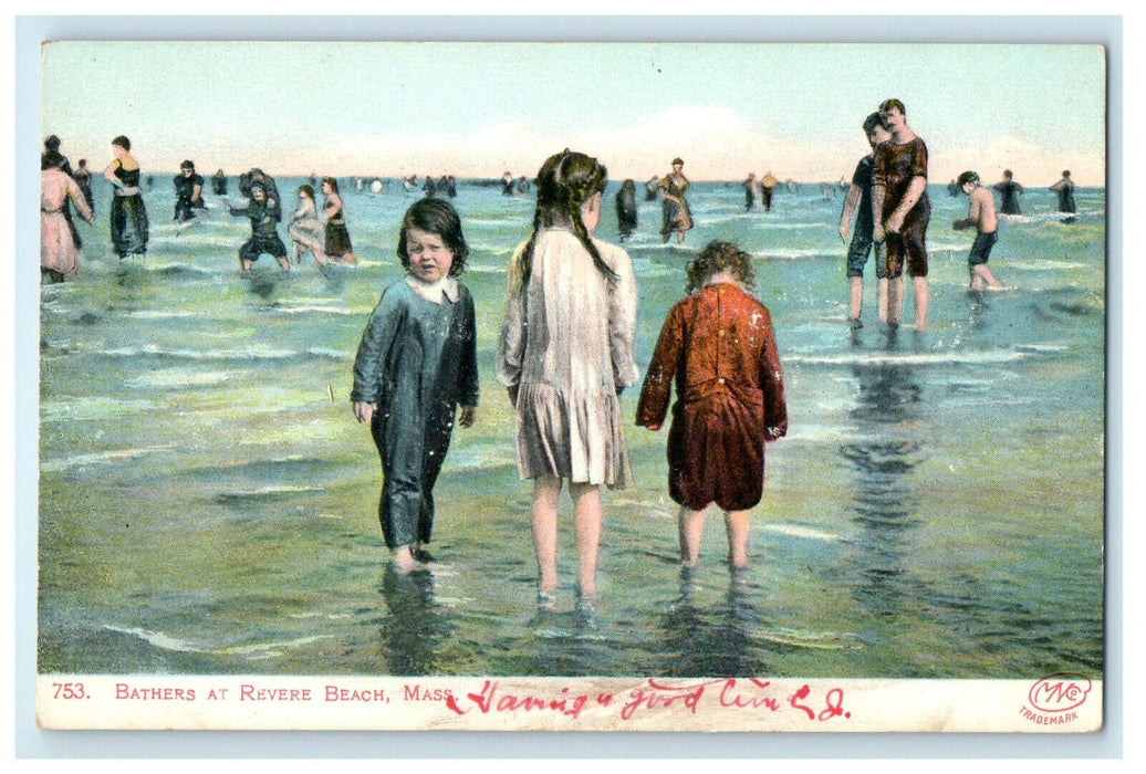 1904 Bathers at Revere Beach Massachusetts MA Antique Unposted Postcard