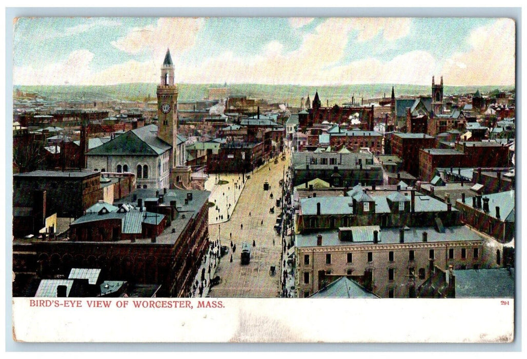 c1905's Bird's-eye View Of Worcester Massachusetts MA Unposted Antique Postcard