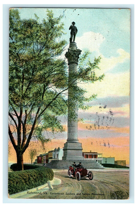 1907 Confederate Soldiers Sailors Monument Richmond Virginia VA Posted Postcard