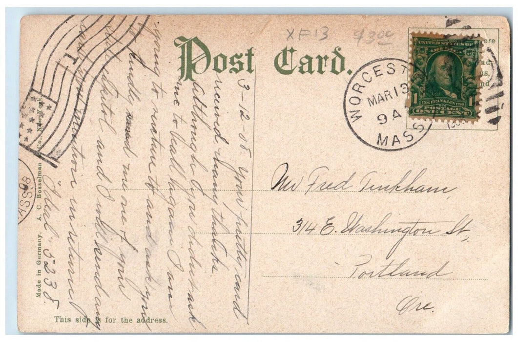 1908 ELM ST. View Dirt Road Worcester Massachusetts MA Posted Antique Postcard