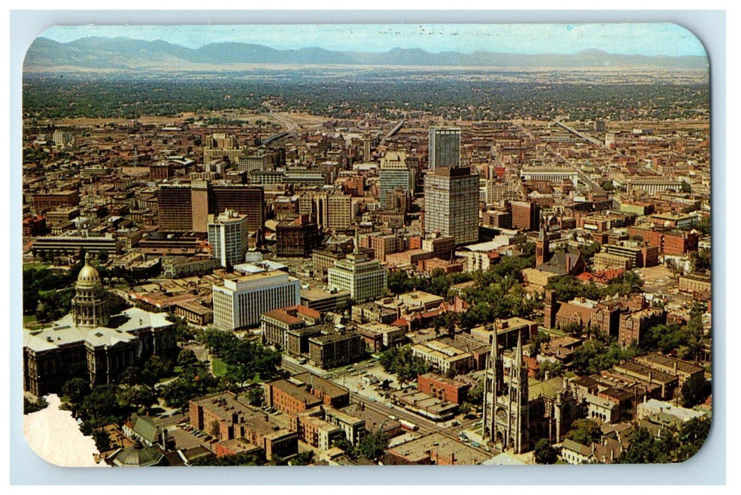 Air View Of Downtown Denver Colorado CO, The Metropolis Of The Rockies Postcard