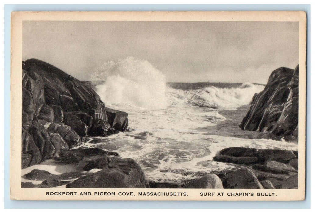 c1930s Surf at Chapin's Gully Rockport and Pigeon Cove Massachusetts MA Postcard
