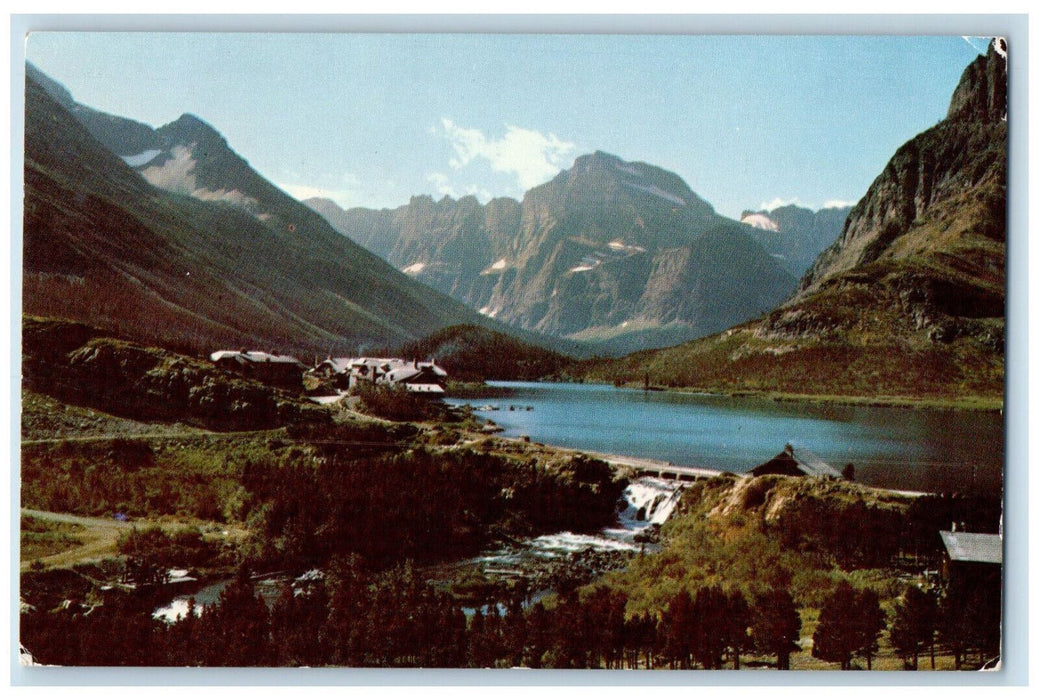 1956 Swift Current Lake, Many Glacier Hotel, National Park MT Postcard