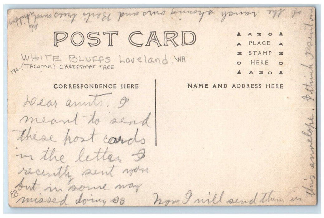 c1910 Loveland WA White Bluffs Tacoma Christmas Tree RPPC Photo Postcard
